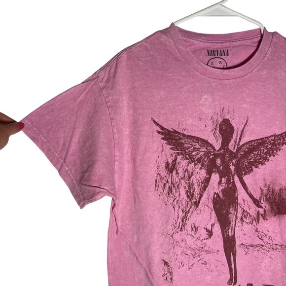 Nirvana Band Tee Retro Live '93 Oversized Distressed Pink Unisex Size L NWOT - Picture 2 of 4